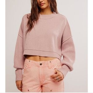 FREE PEOPLE Easy Street Crop Pullover in Lost Petal•Size:L•NWT